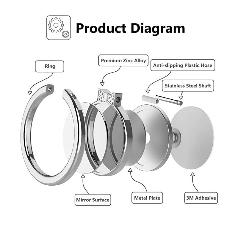 Smart Phone Finger Ring Holder Mirror Series Stylish 360Rotation 180Flip Ring Stand Grip Mount for iPhone 77 Plus Galaxy S8S8 Plus and Other Smartphones Silver 2 Pack