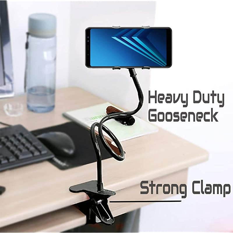 Cell Phone Holder, Clamp Mount Flexible Stand Table Desk Bed Office Kitchen for iPhone 12 PRO MAX, iPhone 11,XS Max,XR,X,8, Galaxy S21 S20 S10, Note 20 10, A71 A21 A51, LG Stylo 6 5 Velvet (White)