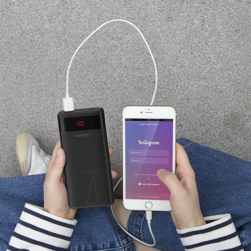 20000mAh Portable Phone Charger External Battery Packs with Dual USB Output 21A LCD Display Perfect for TravelCompatible with iPhone X 8Plus Samsung Galaxy S8Note8 Tablets MoreBlack