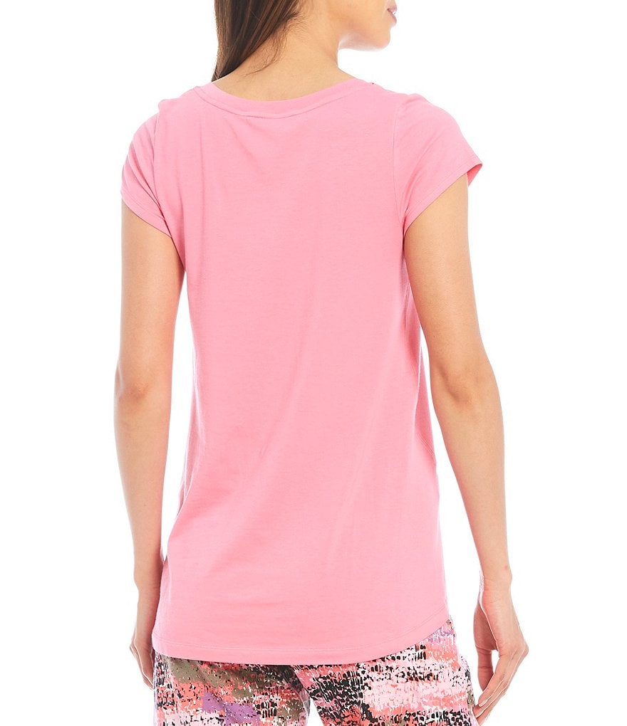 HUEtique Solid Jersey Knit Short Sleeve Henley Sleep Tee