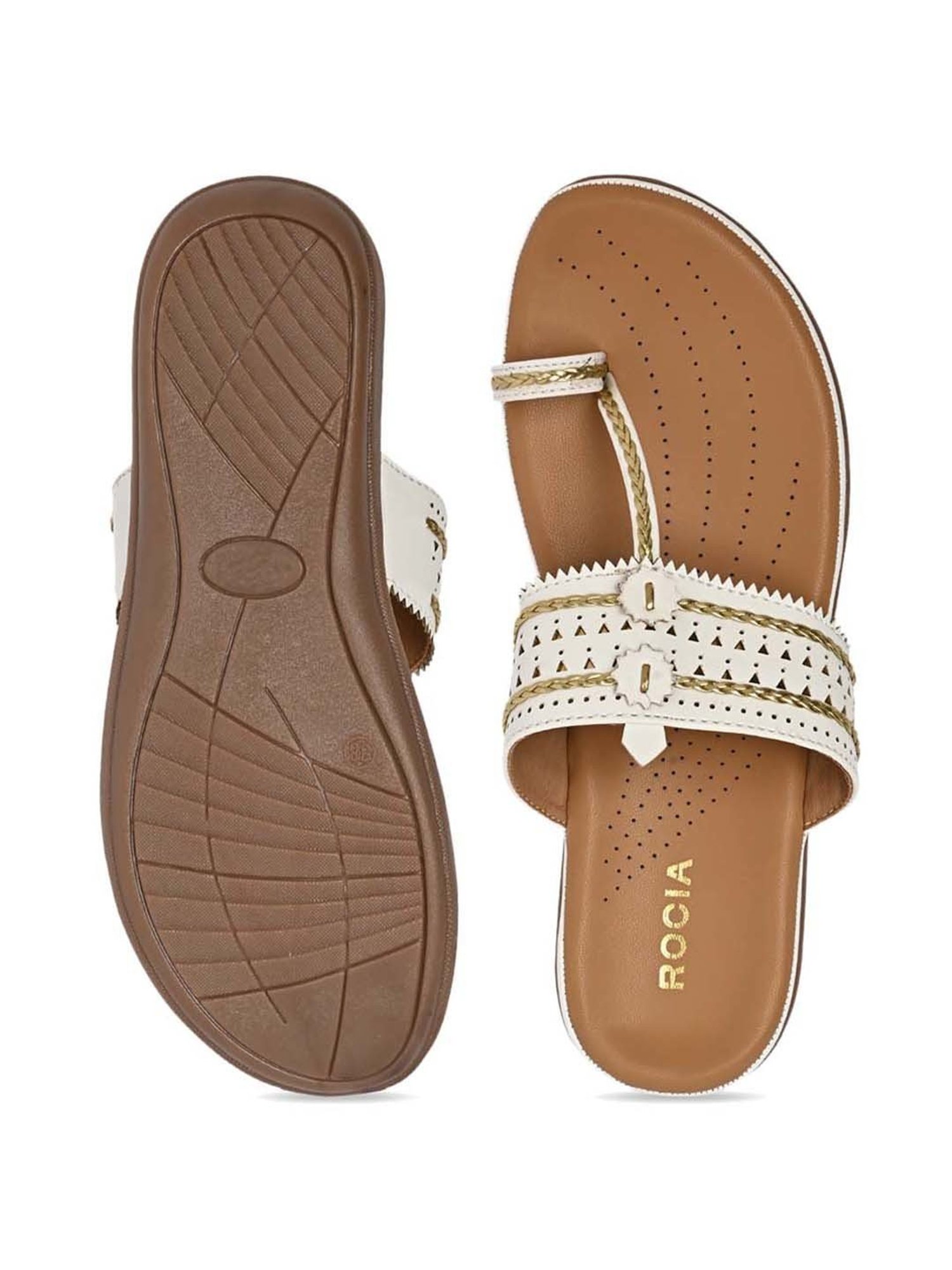 Rocia by Regal Women's White Toe Ring Wedges