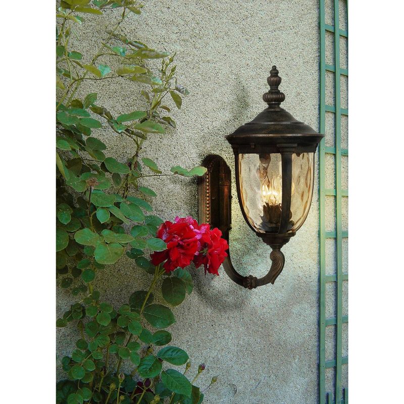John Timberland Outdoor Wall Light Fixture Bronze 21" Hammered Glass Sconce for House Deck Patio
