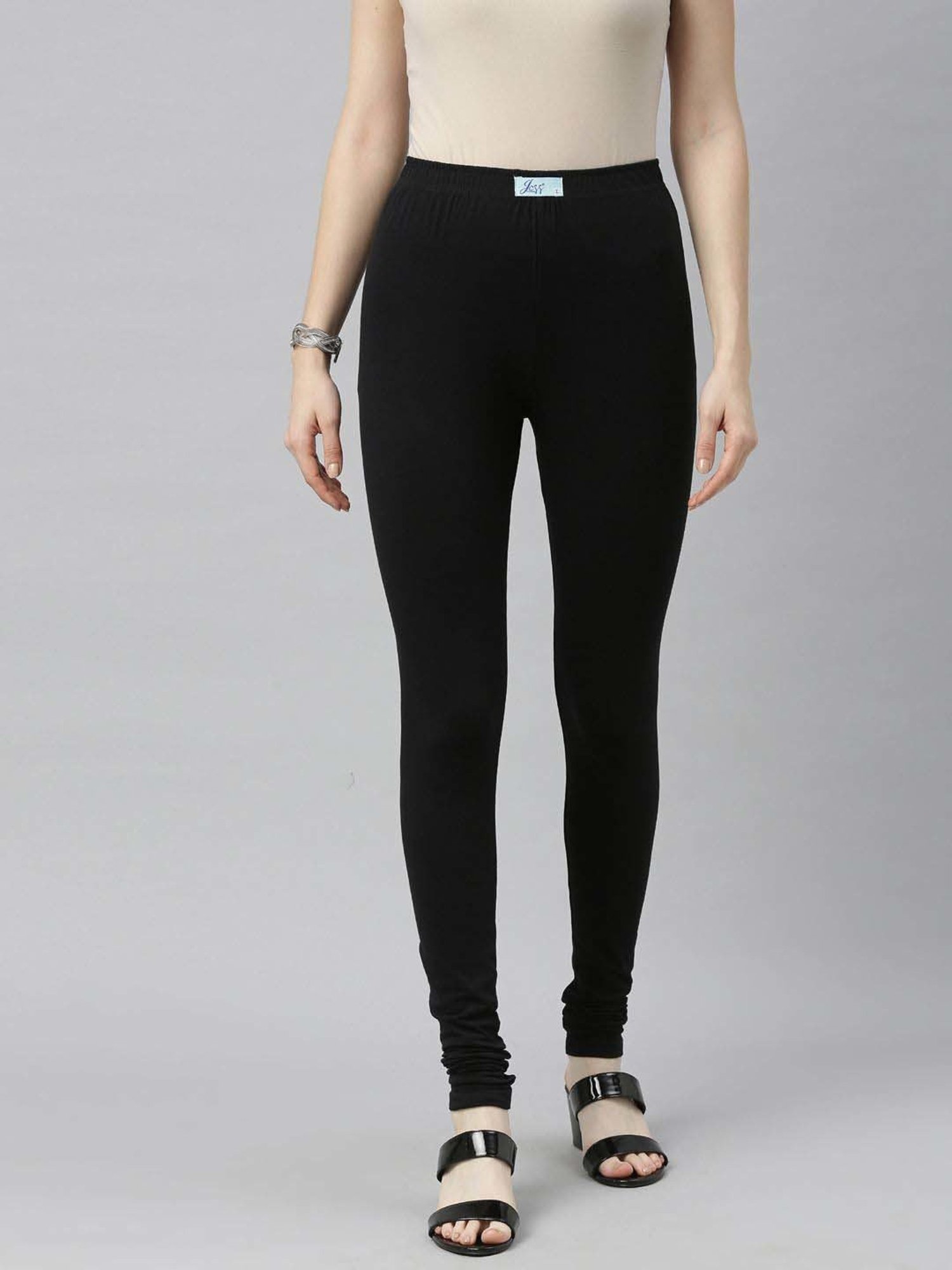 JCSS Black & Blue Cotton Leggings - Pack Of 3