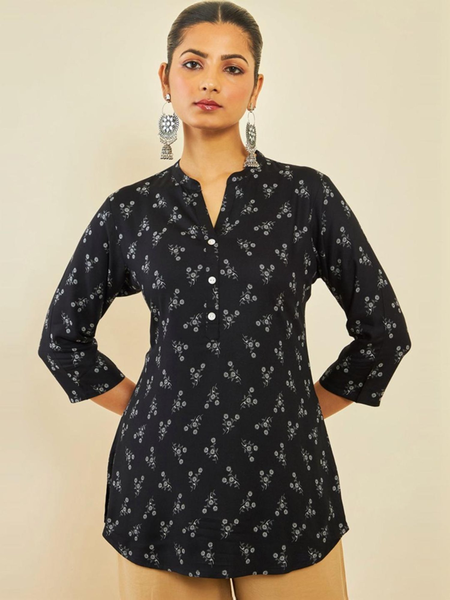 Soch Black Floral Print Tunic