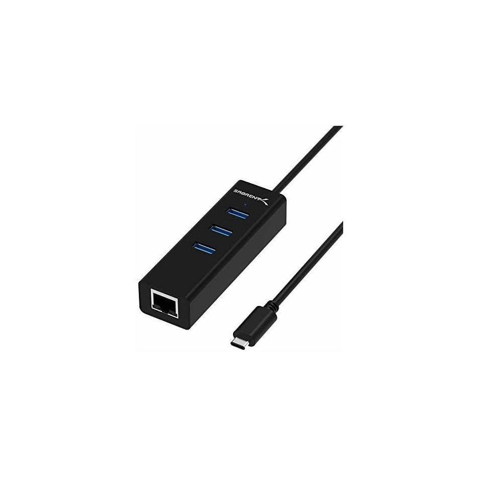 SABRENT HB-NTUC 3-Port USB Type-A Hub with Gigabit Ethernet
