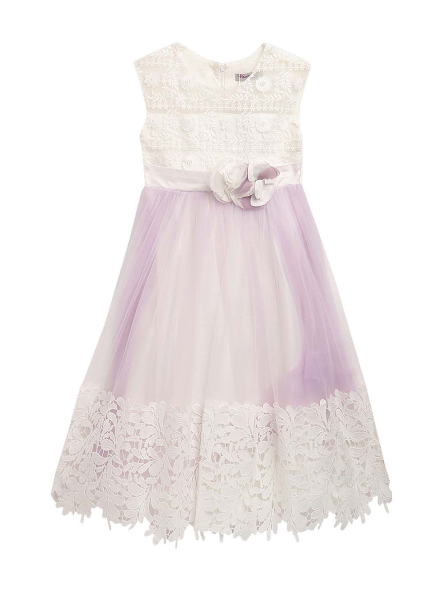 Butterfly Blush Kids Purple & Cream Embroidered Dress