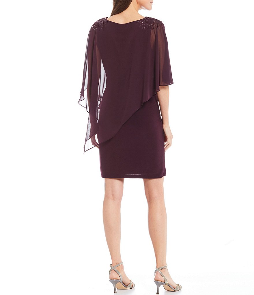 Marina Sequin Lace Round Neck 3/4 Sleeve Sheath Dress