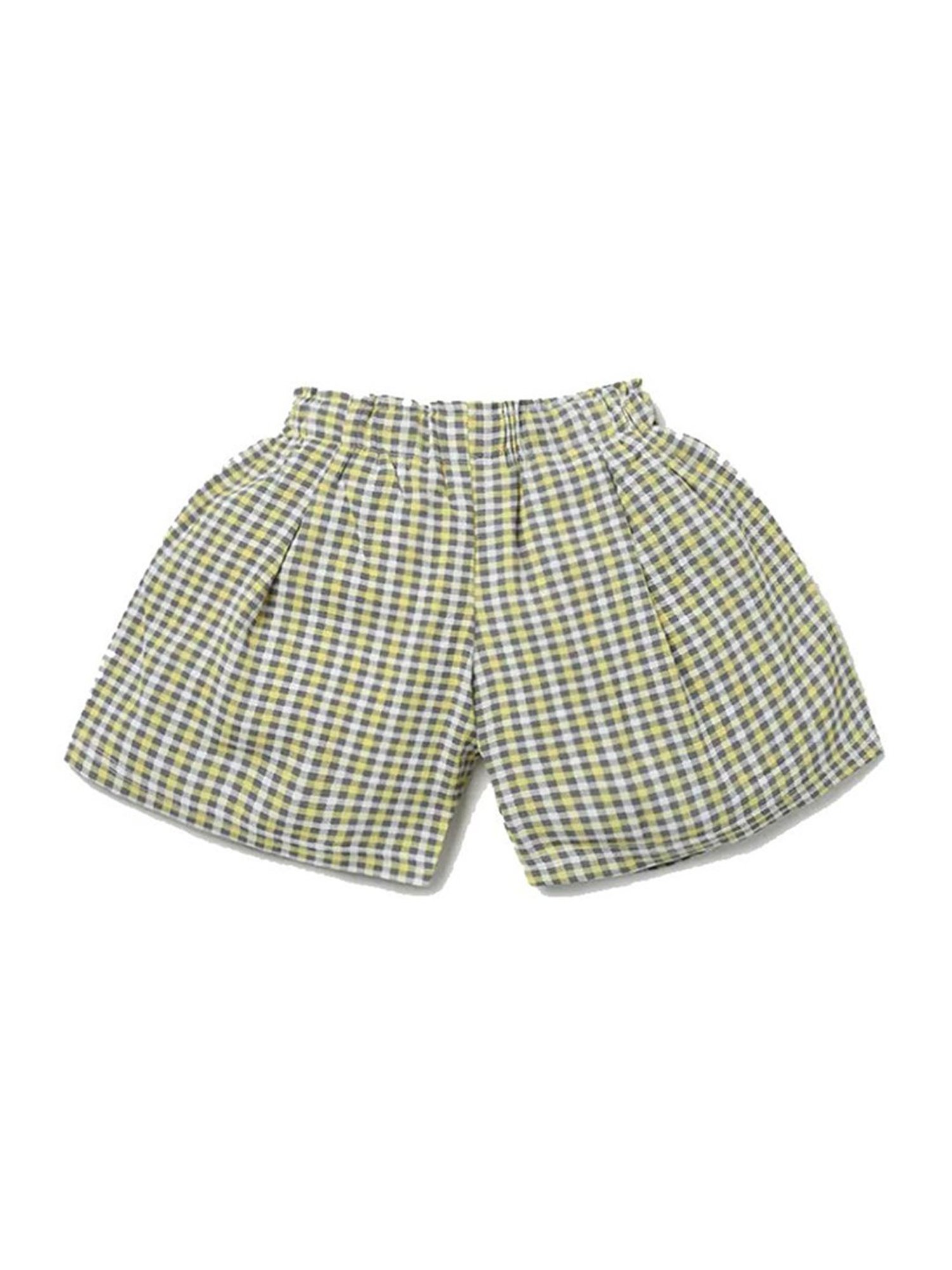 Tiny Girl Kids Lemon Yellow & Grey Chequered Shorts