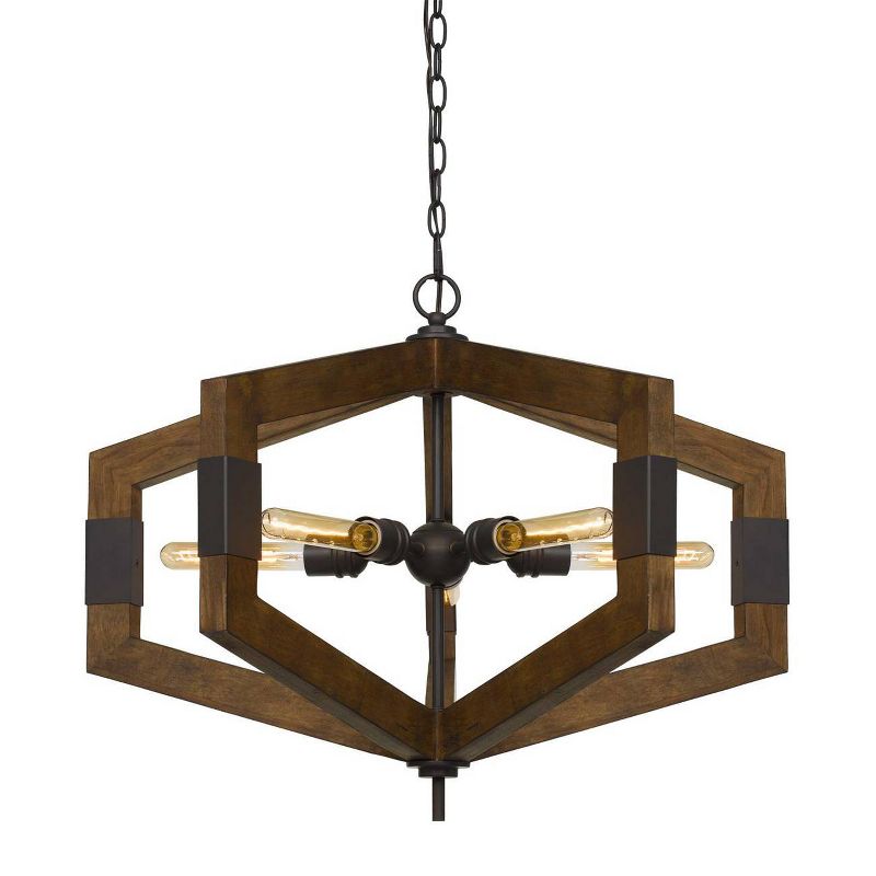 30" x 30" Pine Wood Varna Chandelier Dark Brown - Cal Lighting