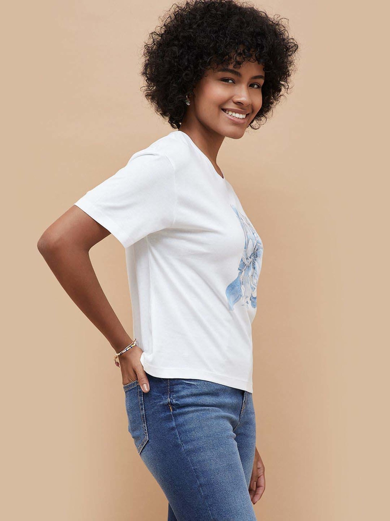 Fame Forever by Lifestyle White Cotton Printed T-Shirt