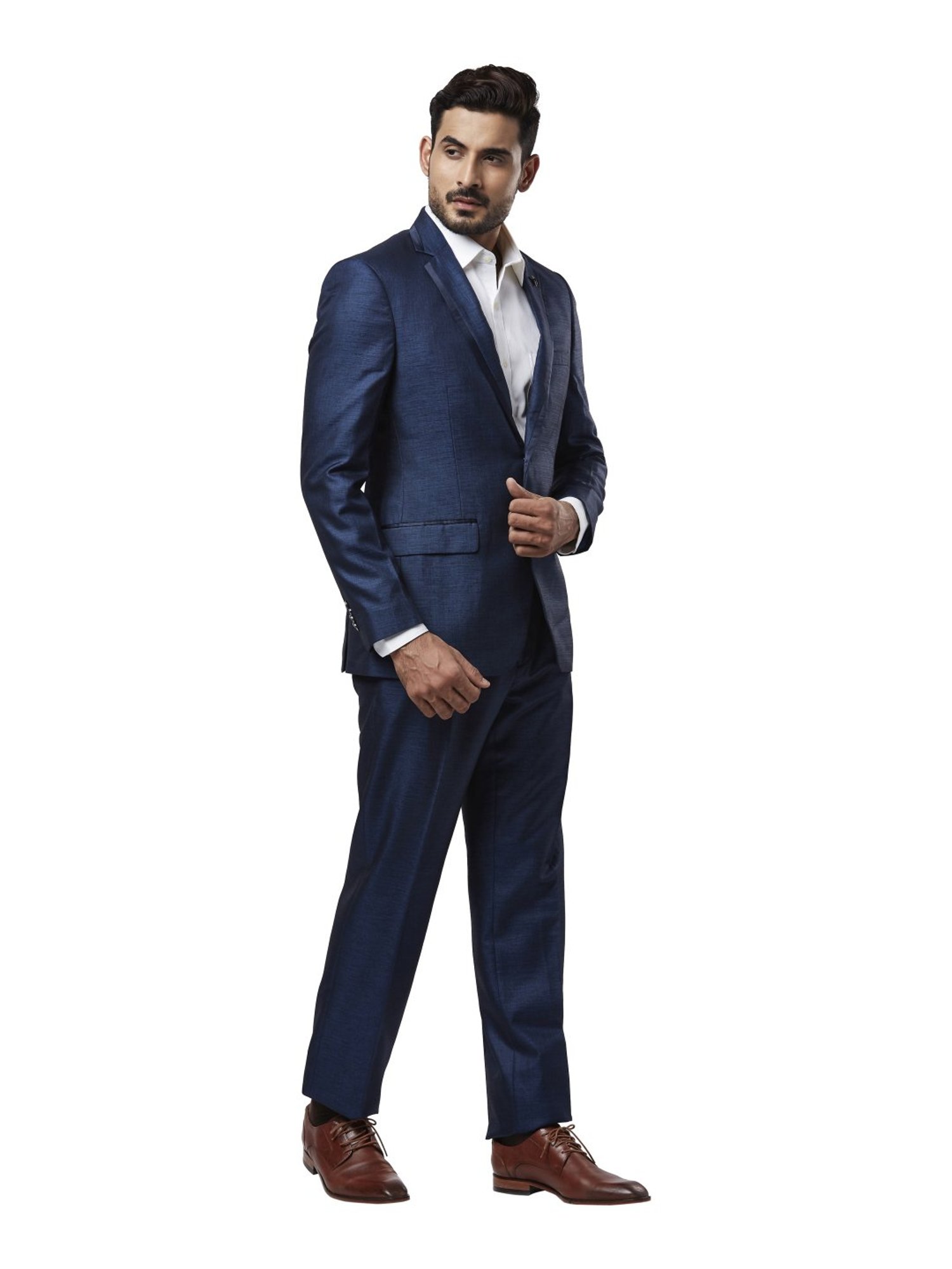 Raymond Blue Regular Fit Self Pattern Two Piece Suit