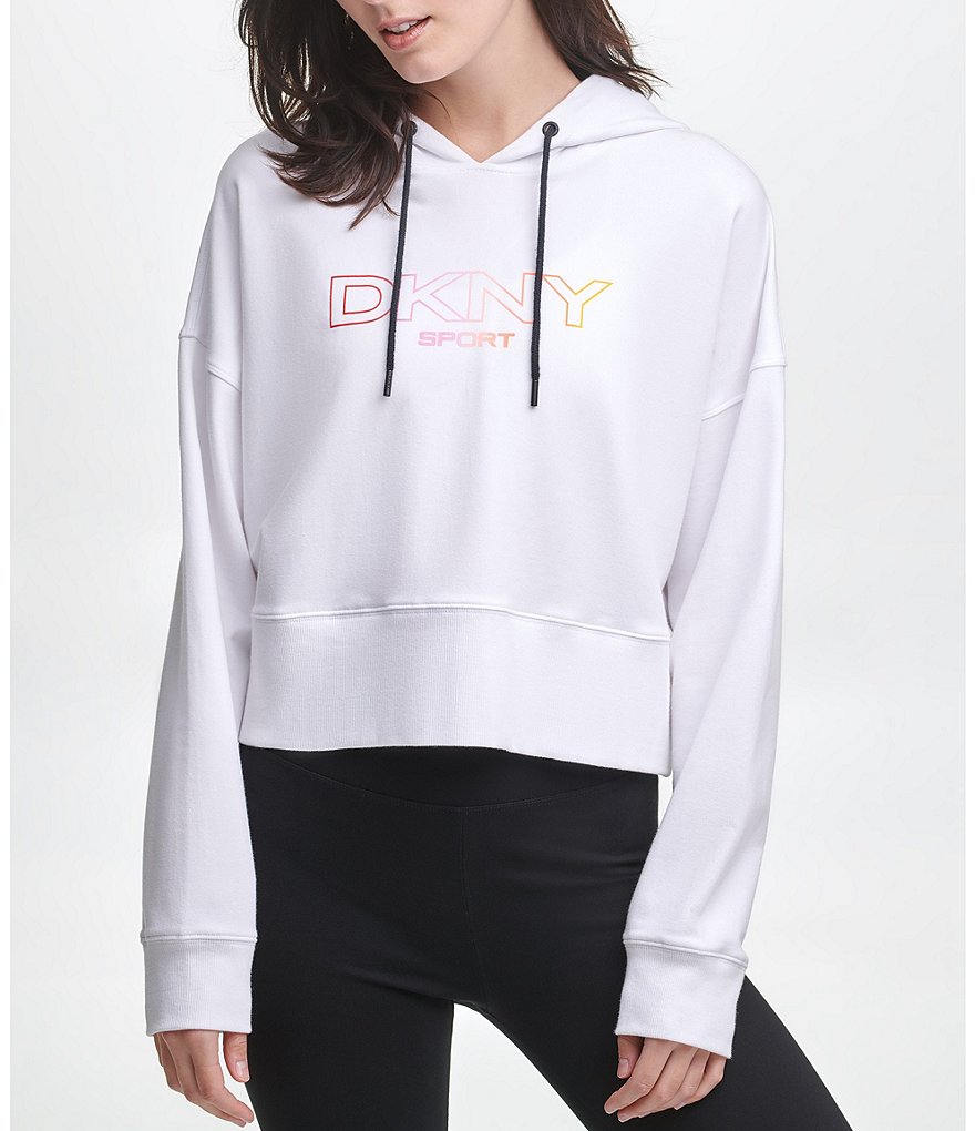 DKNY Sport Ombre Logo Cropped Coordinating Hoodie