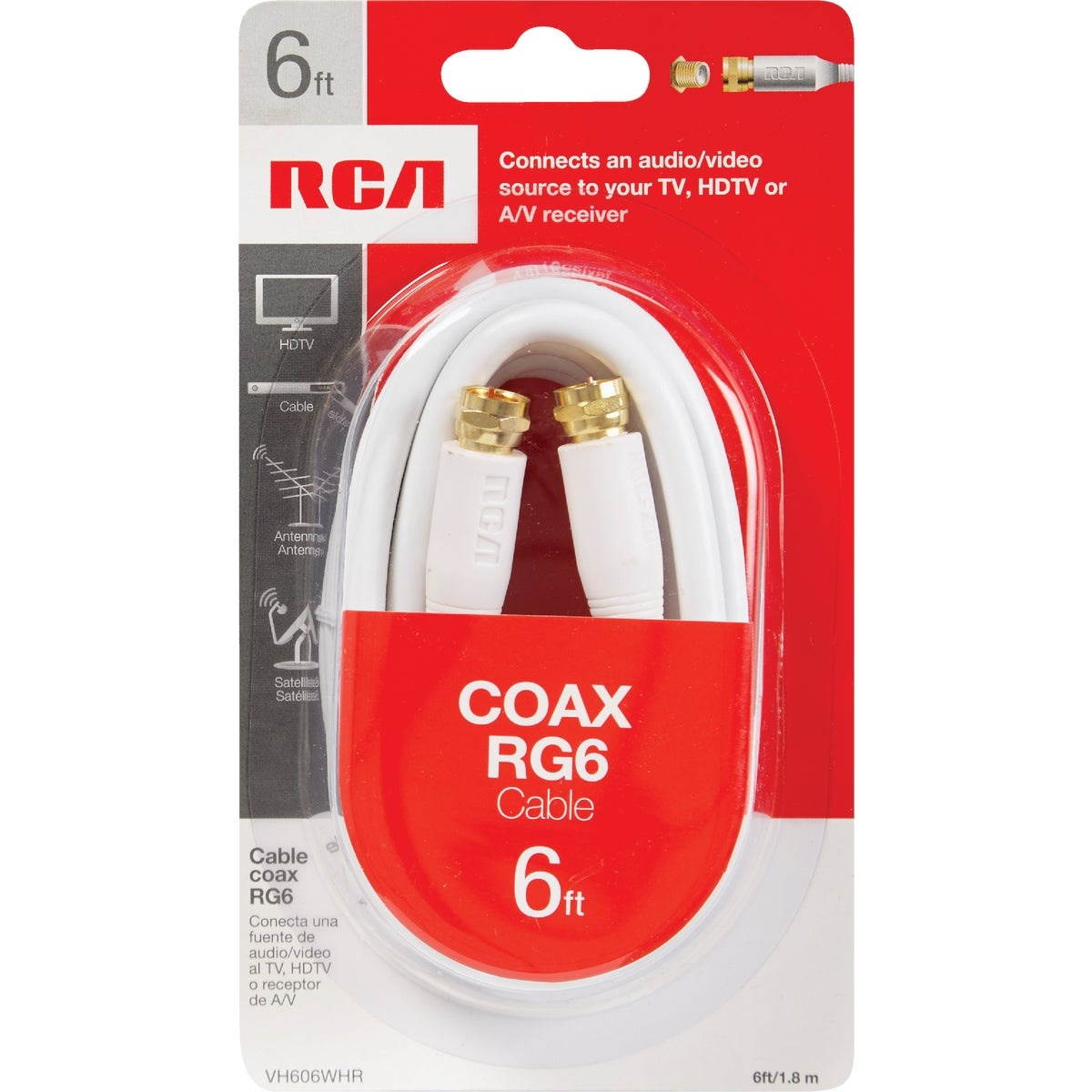 RCA 6 Ft. White Digital RG6 Coaxial Cable VH606WHR