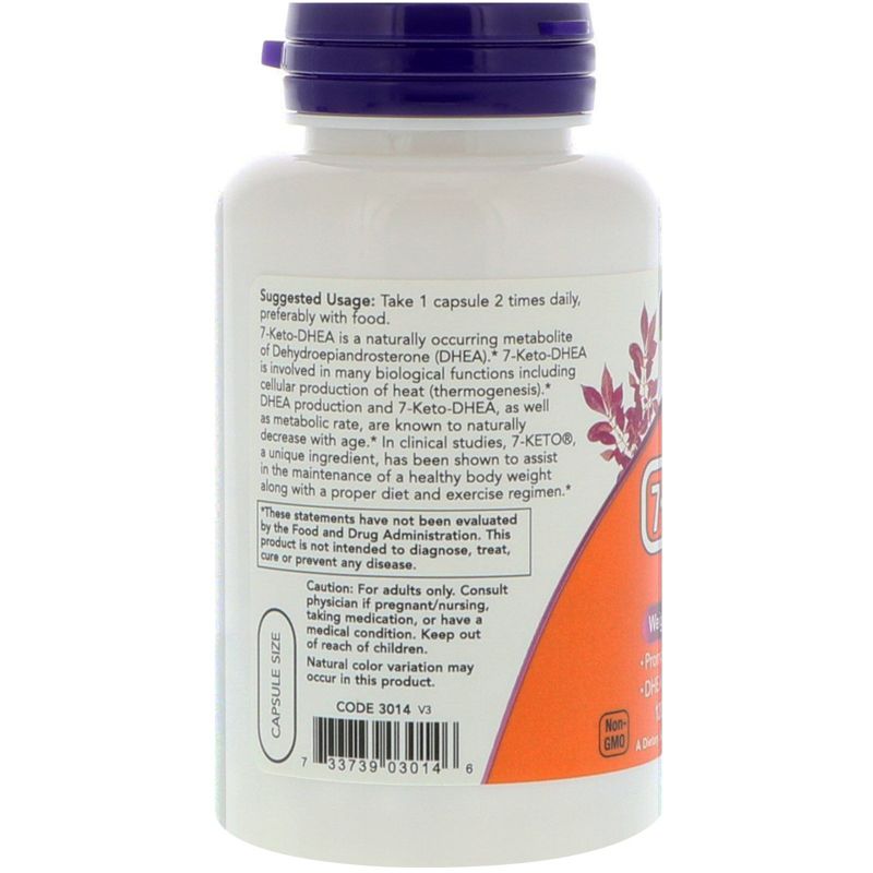 Now Foods 7-KETO, 100 mg, 120 Veg Capsules, Weight Loss Supplements