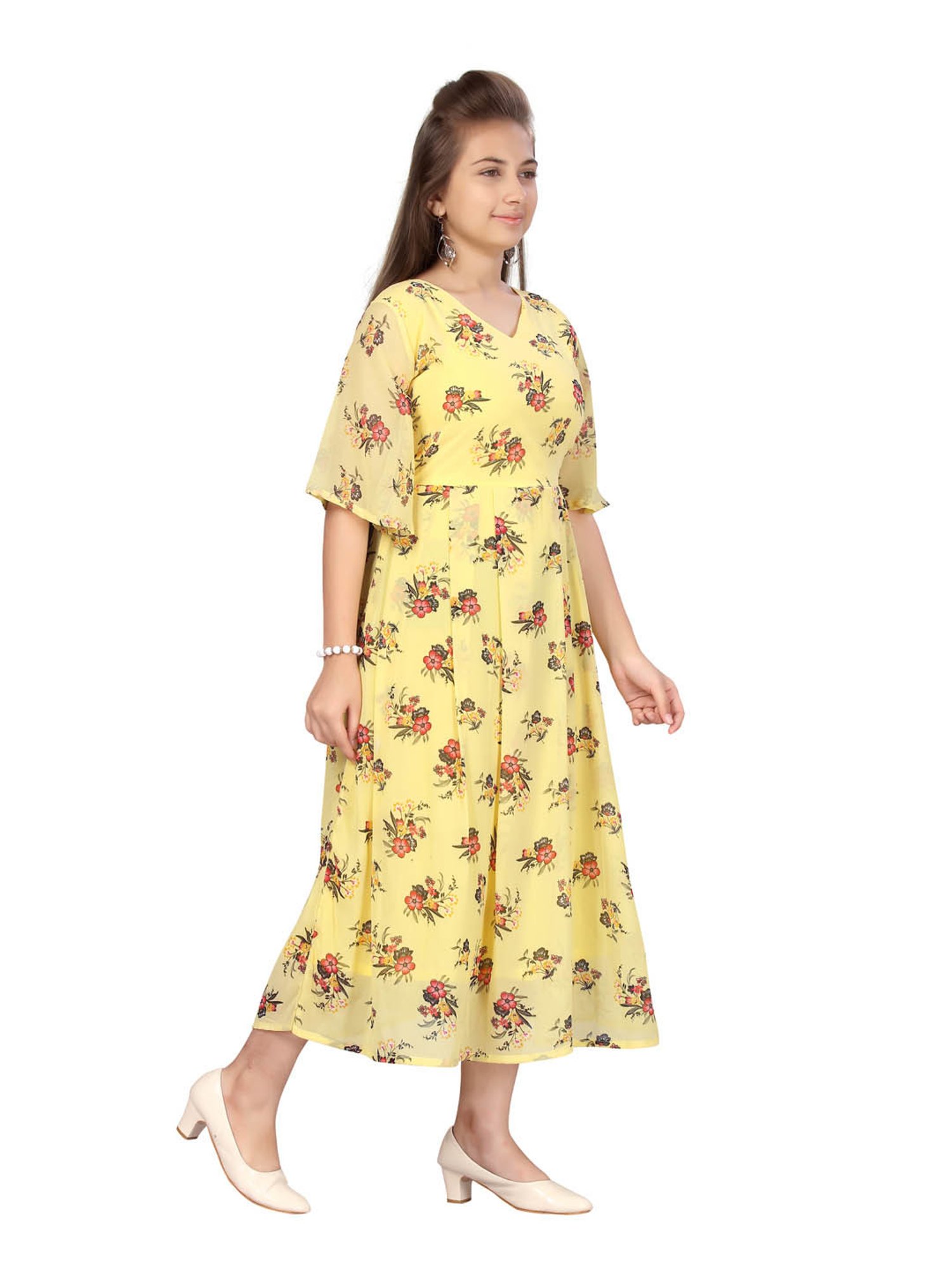 Peppermint Kids Black & White Printed Full Sleeves Dress