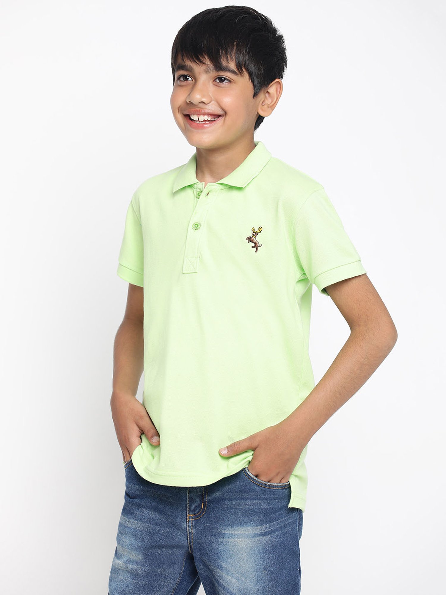 Lil Tomatoes Boys Green Solid Polo T-Shirt