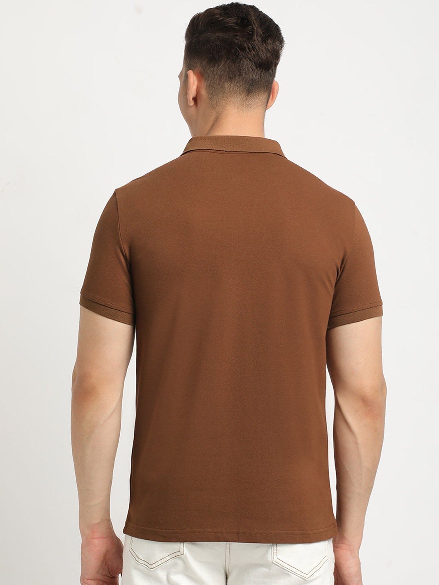 The Bear House Brown Slim Fit Polo T-Shirt