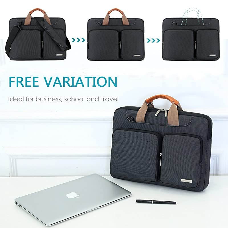 360&deg; Protective Laptop Shoulder Bag Sleeve Case for 13 Inch New MacBook Air | MacBook Pro Touch Bar 20162020 | Surface Book 3 2 | MacBook Pro Retina 20122015 | 13 HP Acer ASUS Computer Black