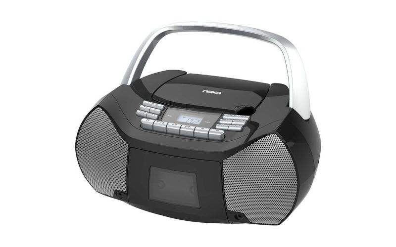 Naxa Portable CD/Cassette Boombox - 1 x Disc - 2.40 W - Silver, Black - CD-DA - Auxiliary Input