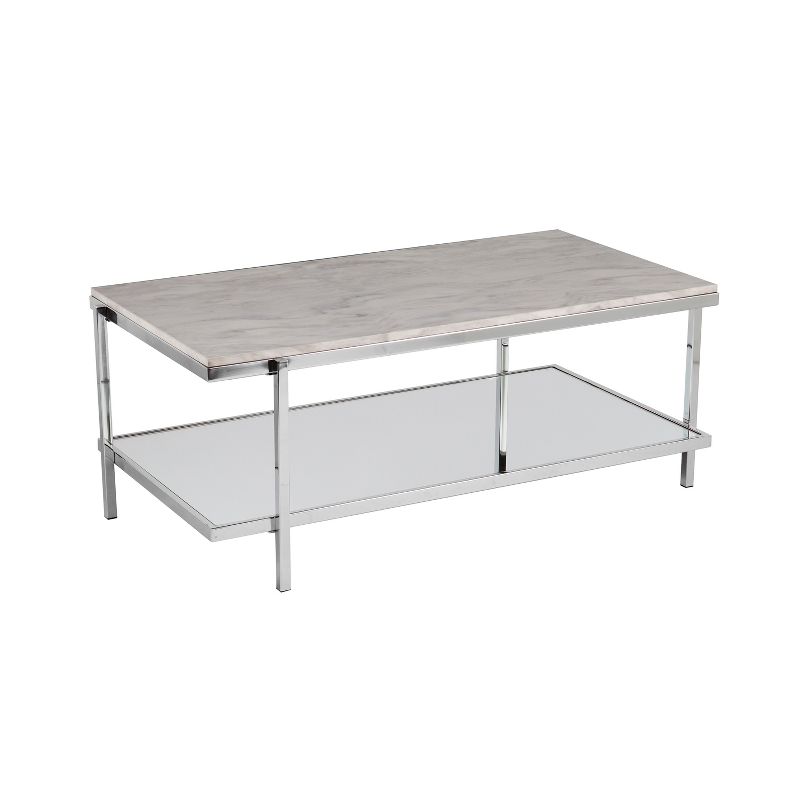 Coretta Faux Marble Cocktail Table White - Aiden Lane