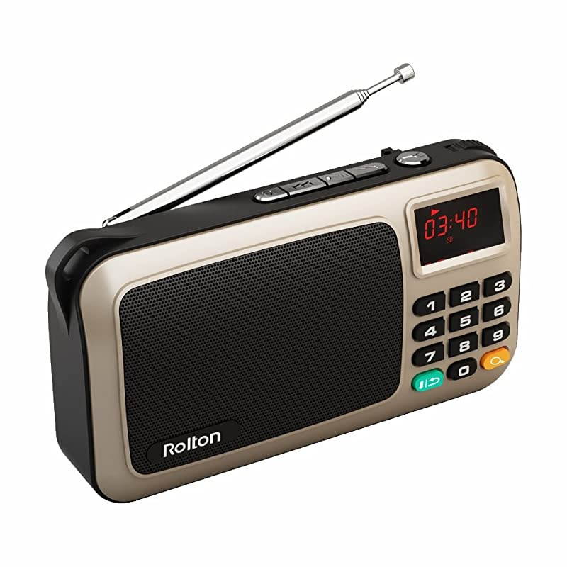 W405 Portable Mini FM Radio Speaker Music Player TF Card for PC iPod Phone with LED Display Gold