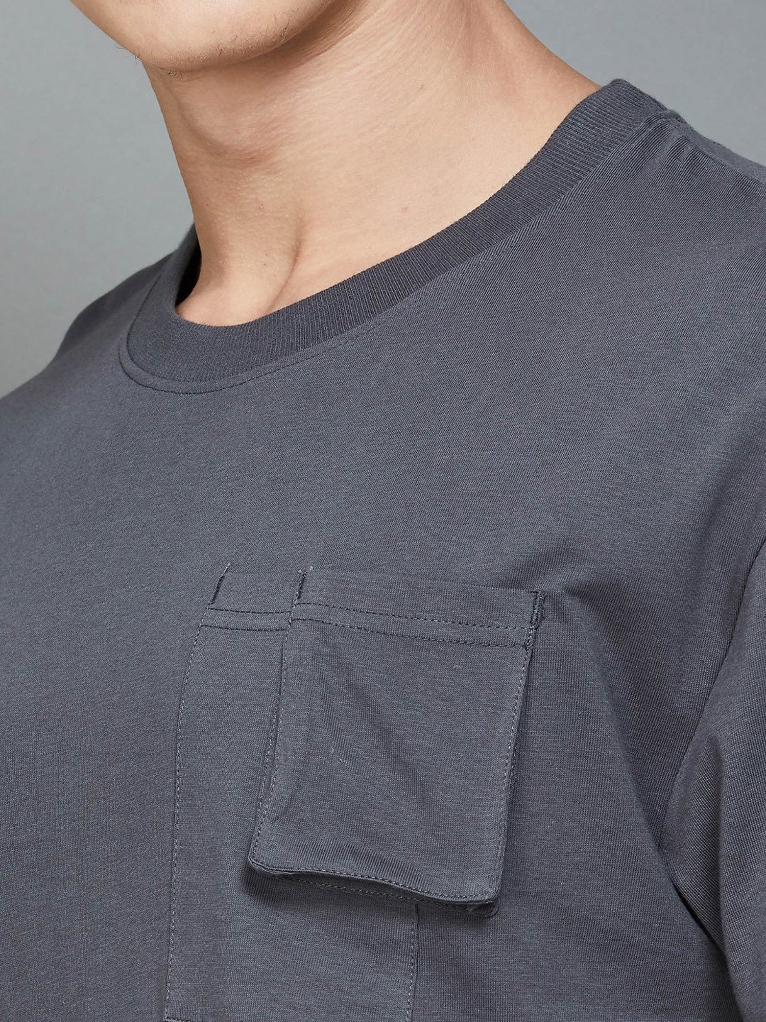 Forca by Lifestyle Dark Grey Regular Fit Crew T-Shirt