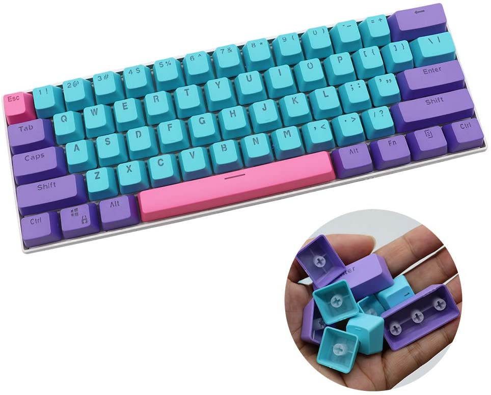 CUUWE 61 PBT Keycaps for 60 Percent Keyboard, Backlit Keycap Set for Mechanical Gaming Keyboard OEM Profile Keycaps with Key Puller for Cherry MX Switches GH60/RK61/GK61/Annie pro 2