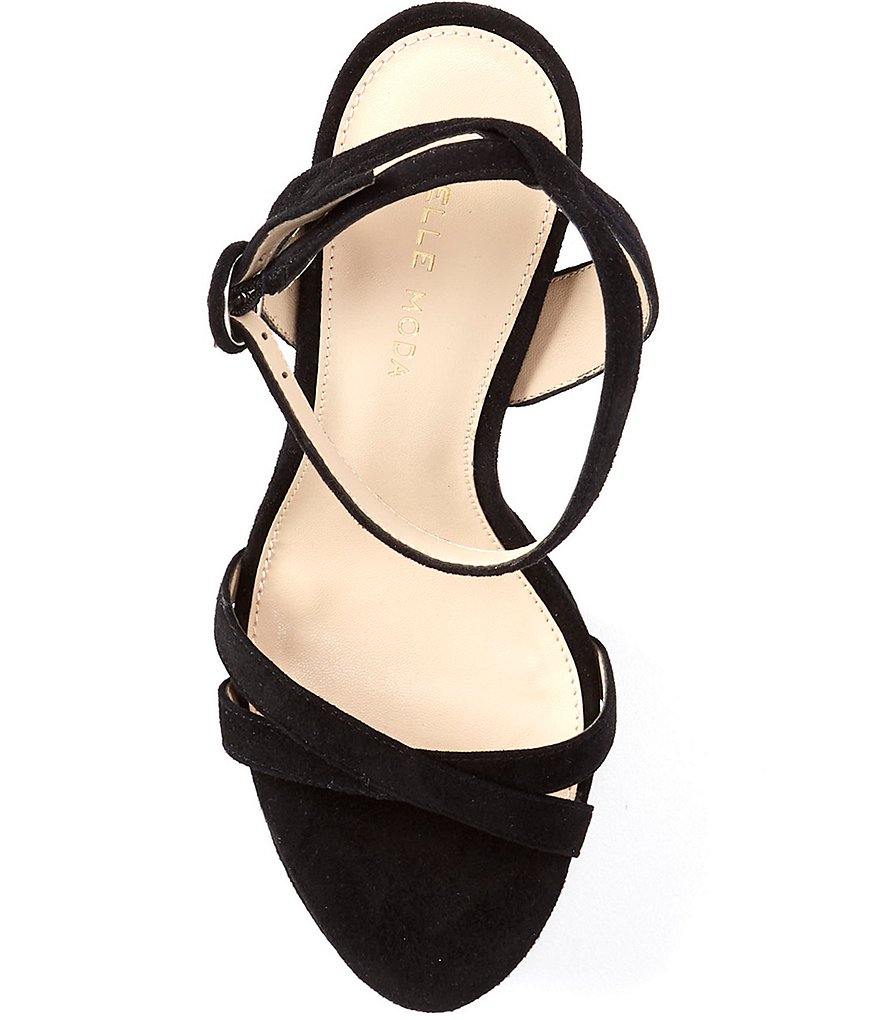 Pelle Moda Perth Suede Ankle Strap Block Heel Dress Sandals