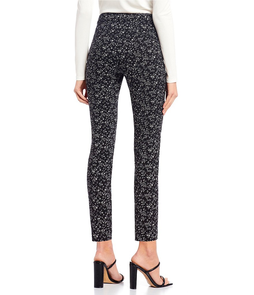 Takara Floral Print Front-Zipper Ankle Pants