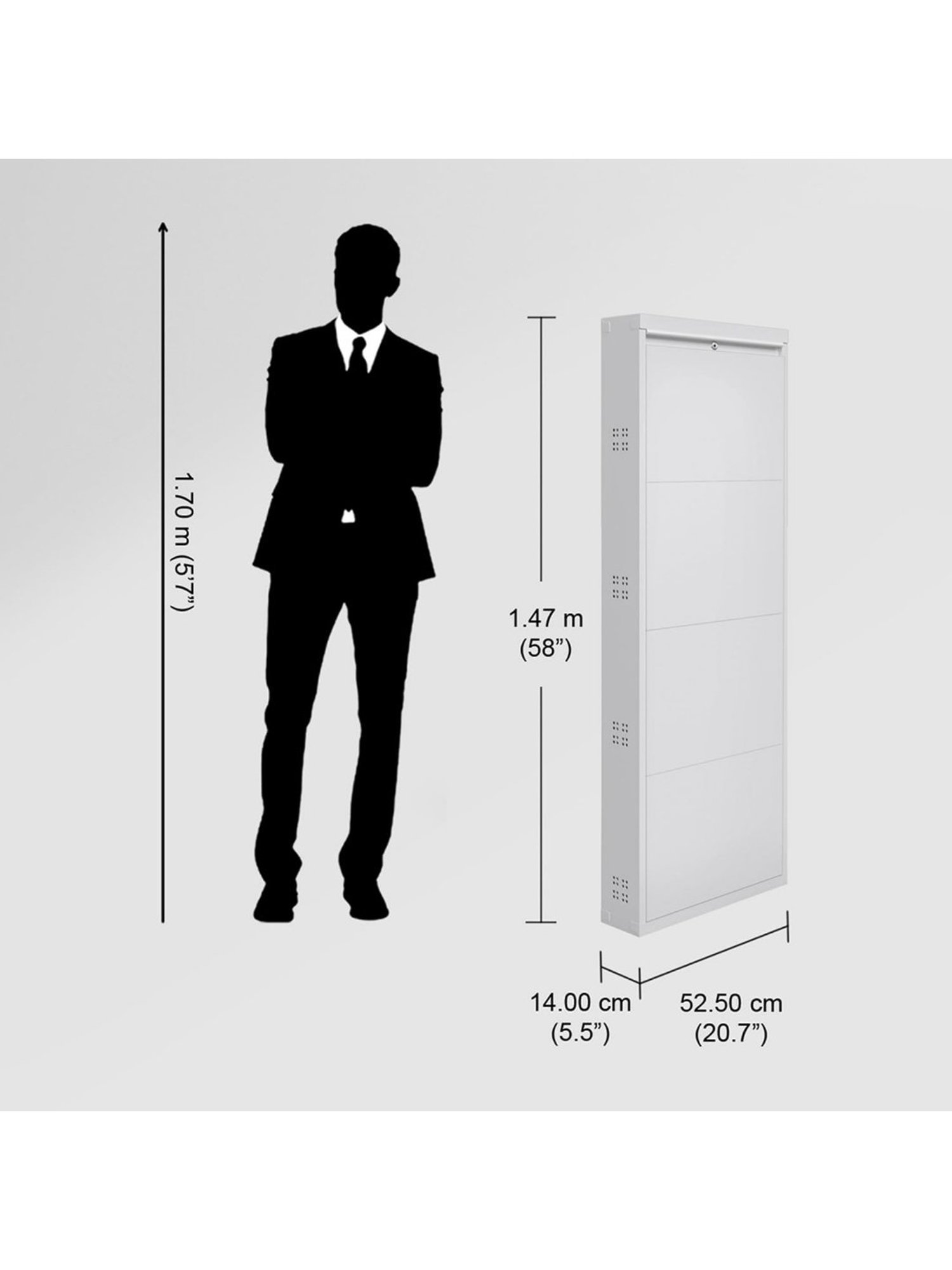 Delite Kom Metal Shoe Rack - 24" 10 Shelf, Double Decker, Ivory, PowderCoat, Wall Mount, DIY