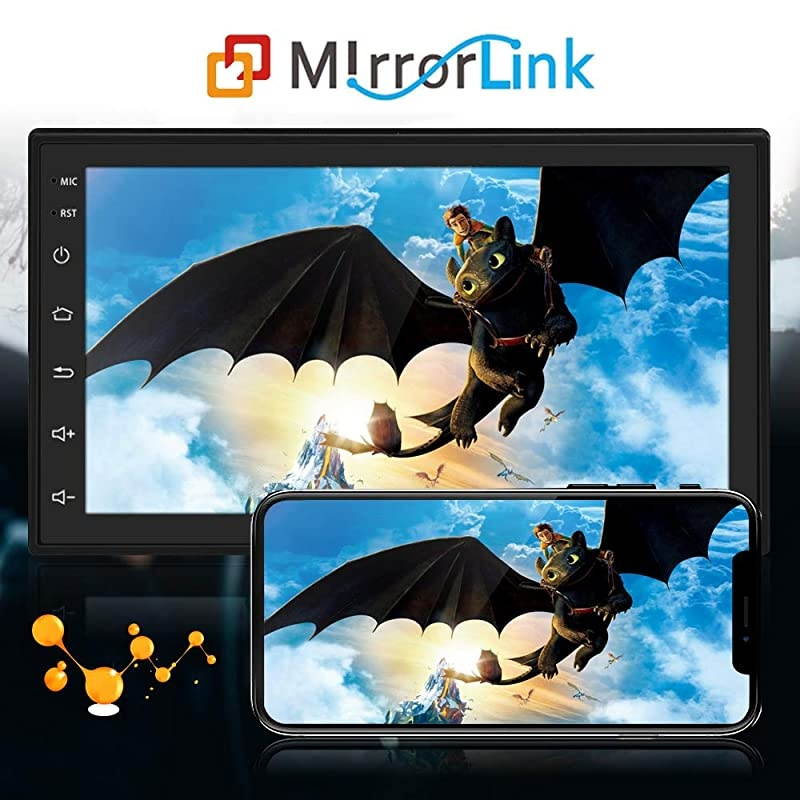 Double Din Car Radio GPS Navigation Android 2G+16G Headunit 7quot HD Touch Screen Car Stereo Support Dual USB AUX in Bluetooth WiFi FM Radio AndroidiOS Mirror Link with Rear Camera