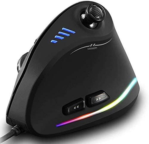 Ergonomic Vertical Mouse, RGB Wired Gaming Mouse with Joystick, 11 Programmable Buttons, 5 Adjustable DPI(1500-2500-4000-7000-10000) for PC, Desktop, Laptop