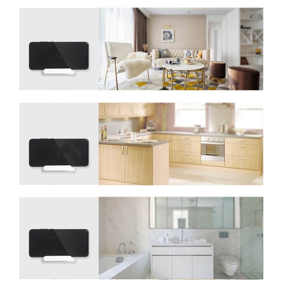 2Pcs Multipurpose Wall-Mounted Phone Supports Adhesive Punch Free Phone Holders