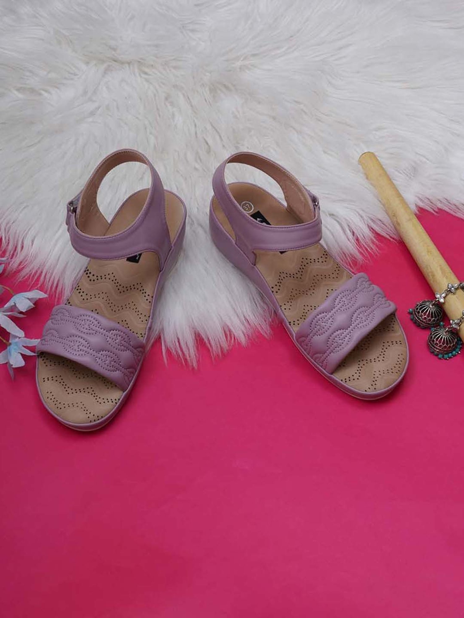 Sherrif Women's Purple Ankle Strap Wedges