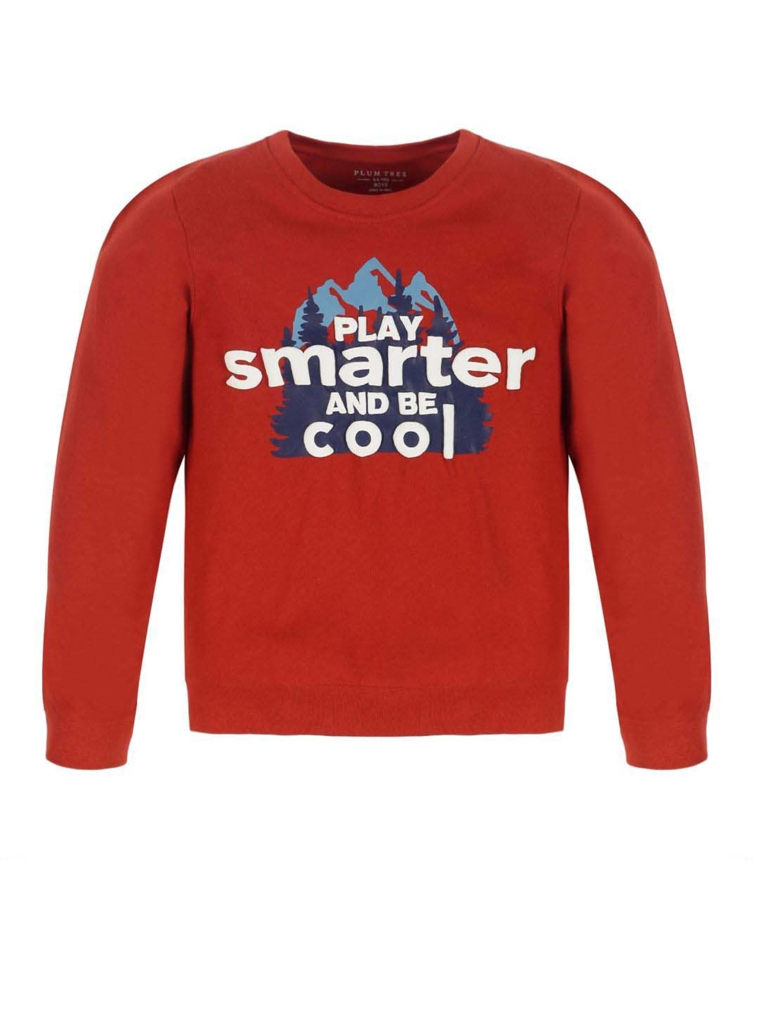 Plum Tree Kids Red & White Cotton Printed Full Sleeves T-Shirt Set