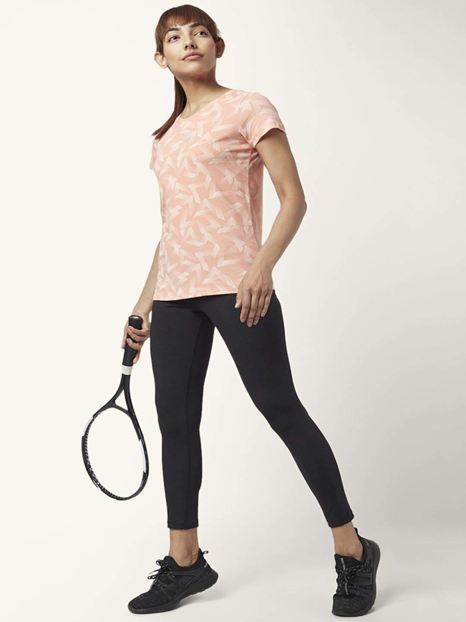 Ajile by Pantaloons Pink Cotton Printed Sports T-Shirt