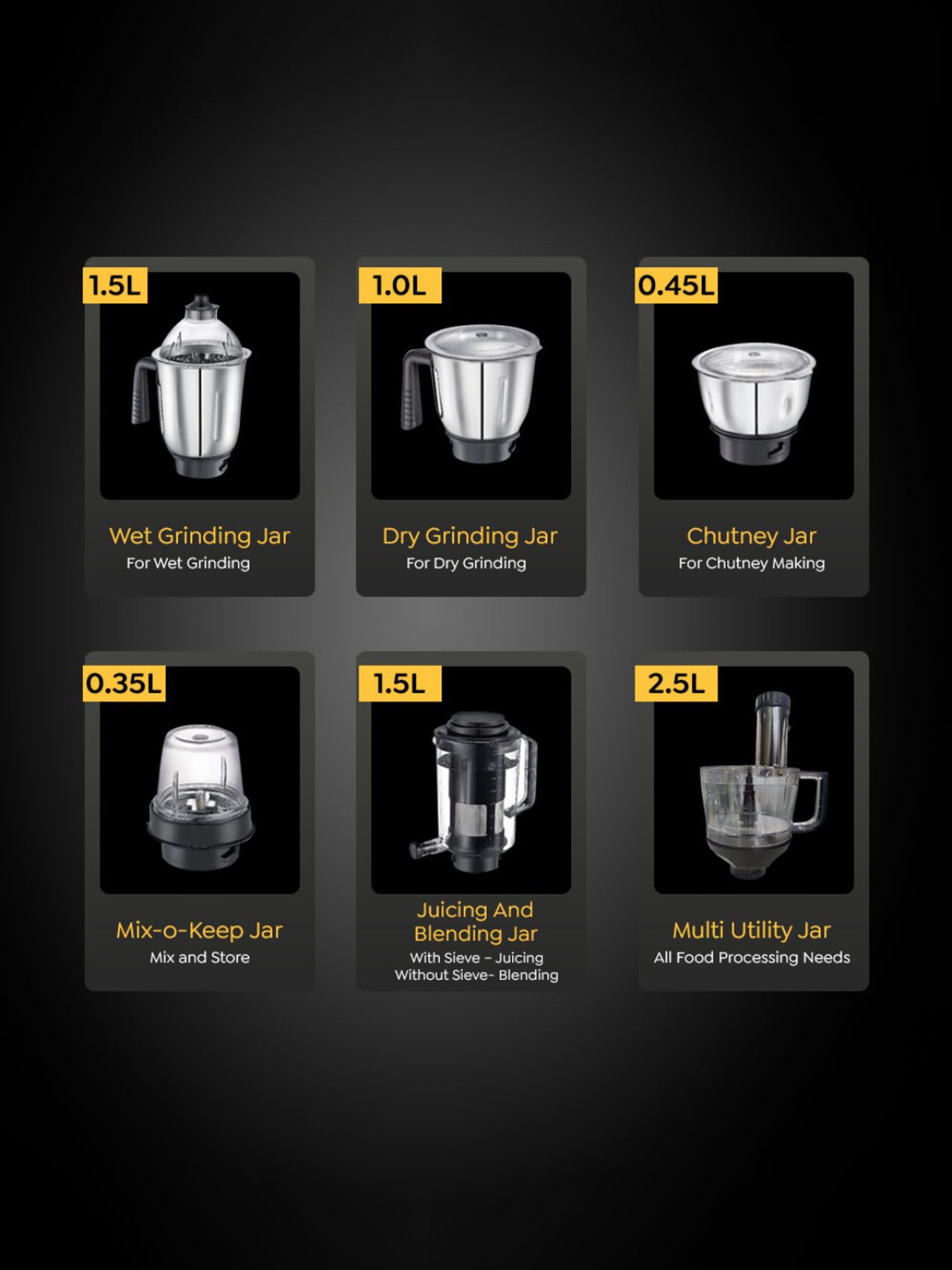 Prestige Endura Pro Multicolor 1000W Mixer Grinder With 6 Jars