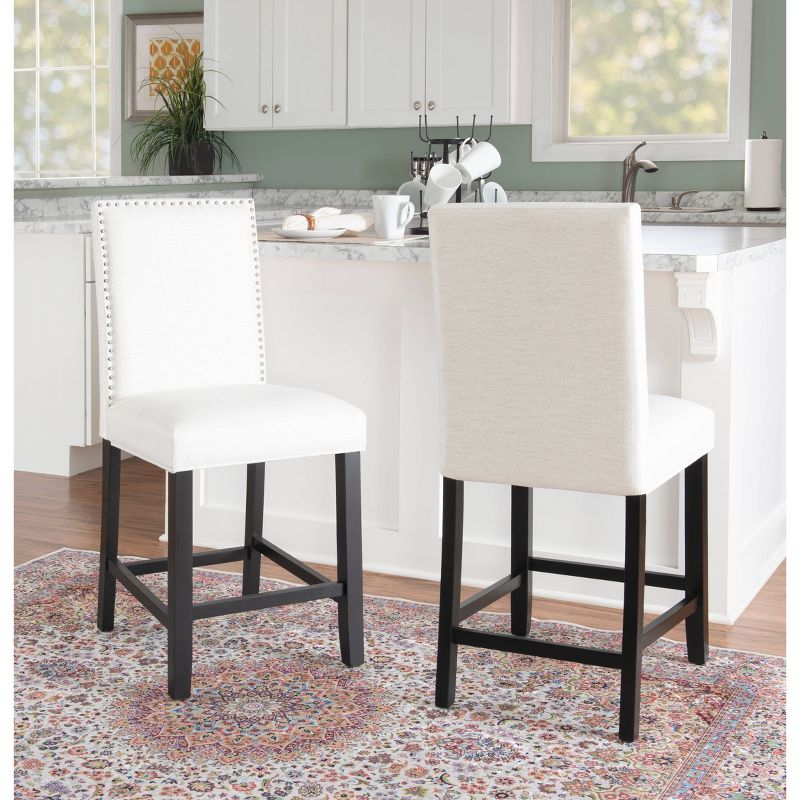 24" Stewart Upholstered Counter Height Barstool - Glitz White - Linon