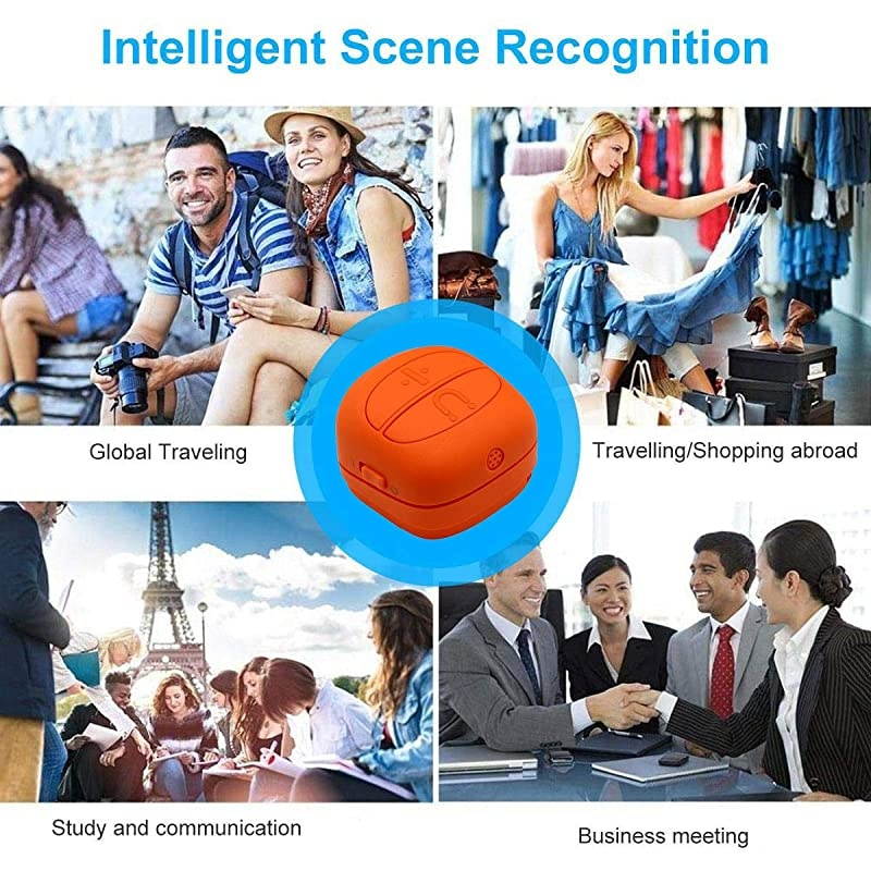 Smart Language Translator Device, Instant Online Language Translator Device Support 80+ Languages, Real-time Translation Pocket Voice Translator BT for Learning Travel Business (Orange)