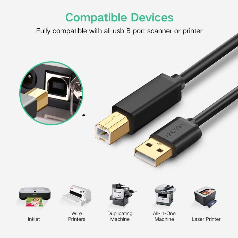 Wanmingtek USB 2.0 Print Cable USB 2.0 Type A Male To B Male Sync Data Scanner USB Printer Cable for HP Canon Epson Printer-16 Feets