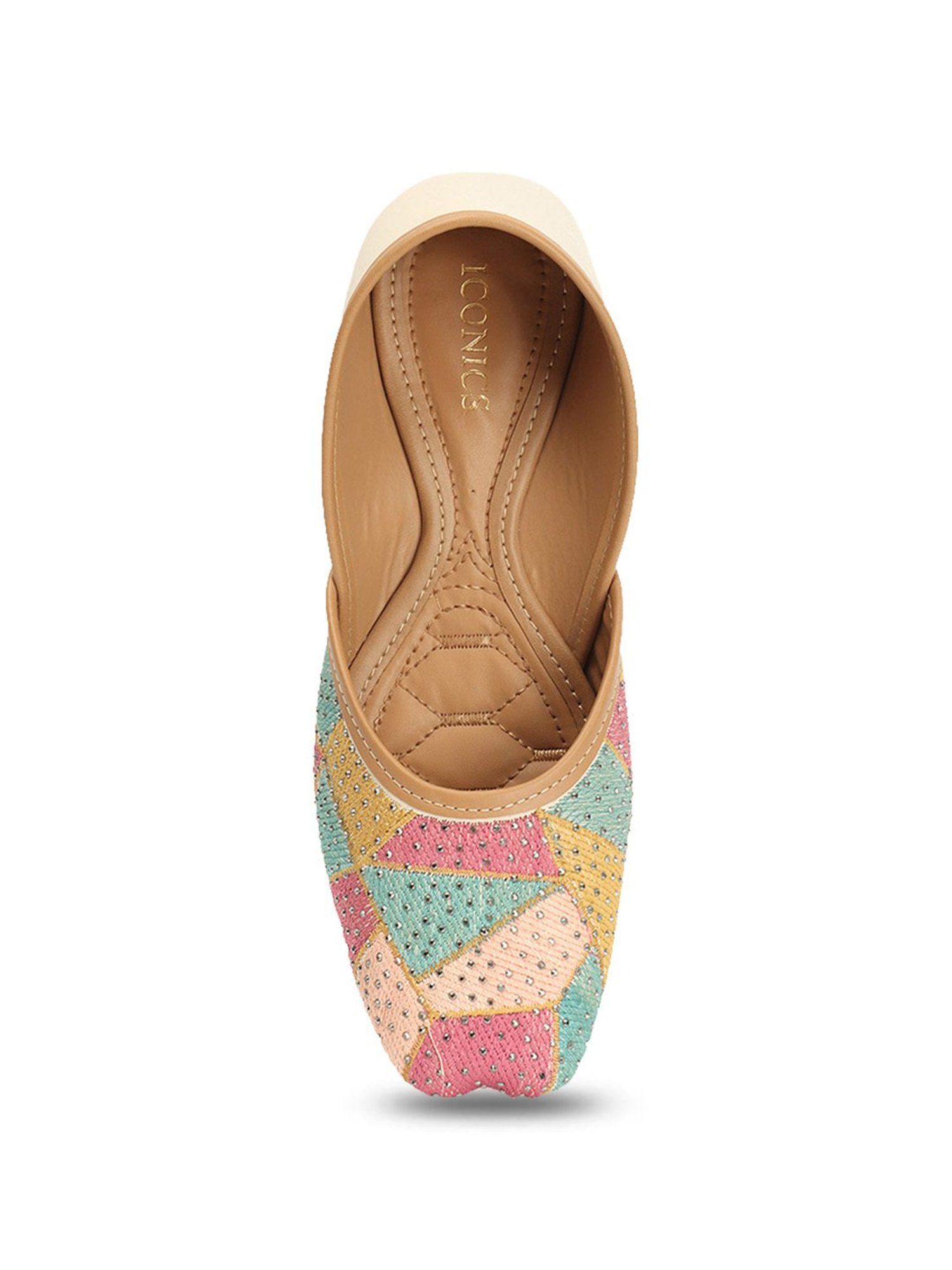 Iconics Women's Cream Ethnic Juttis