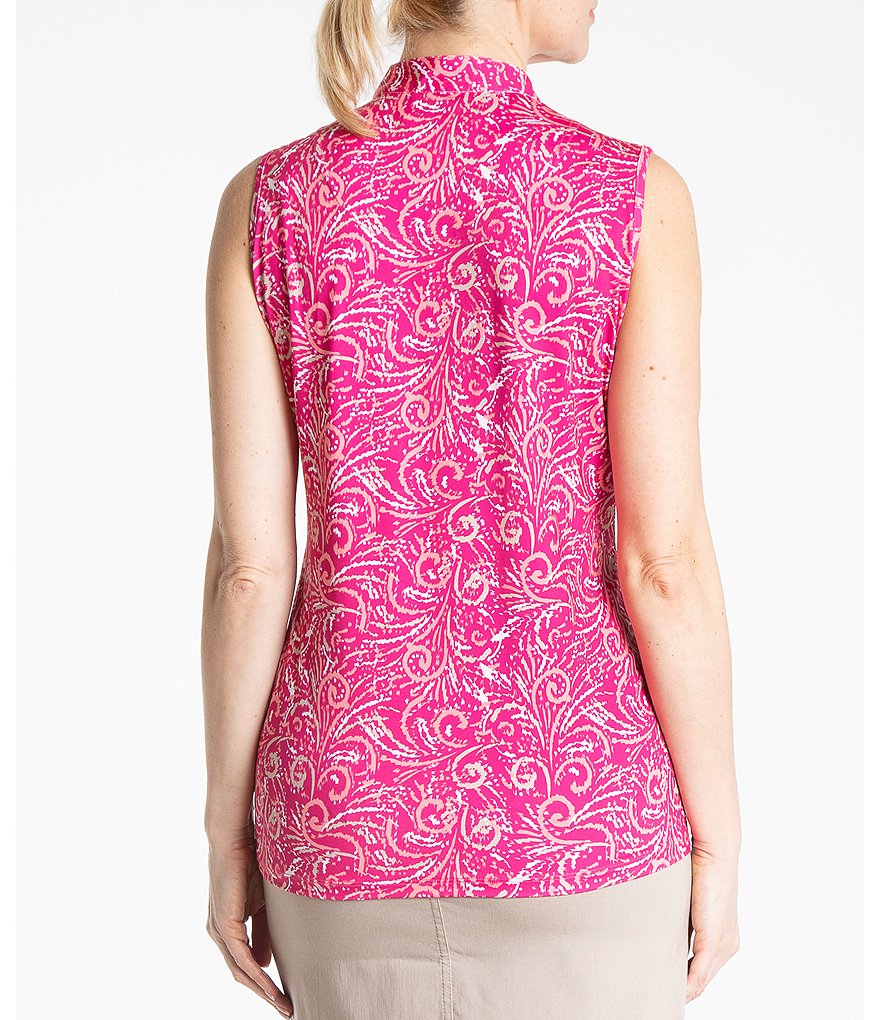 Sport Haley Cancan Sleeveless Print Polo Tank Top