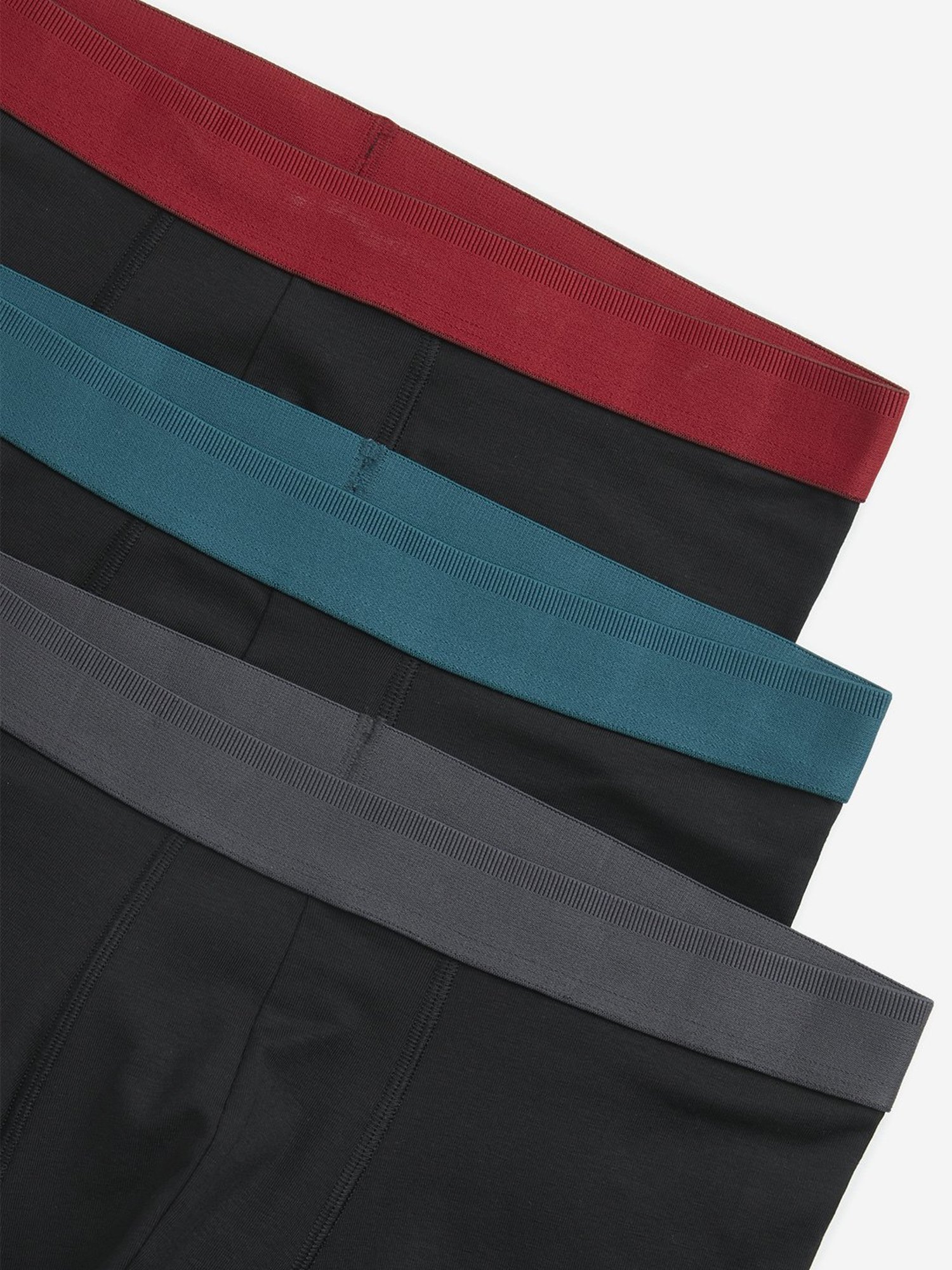 WES Lounge by Westside Black Solid Cotton Blend Trunks - Pack of 3