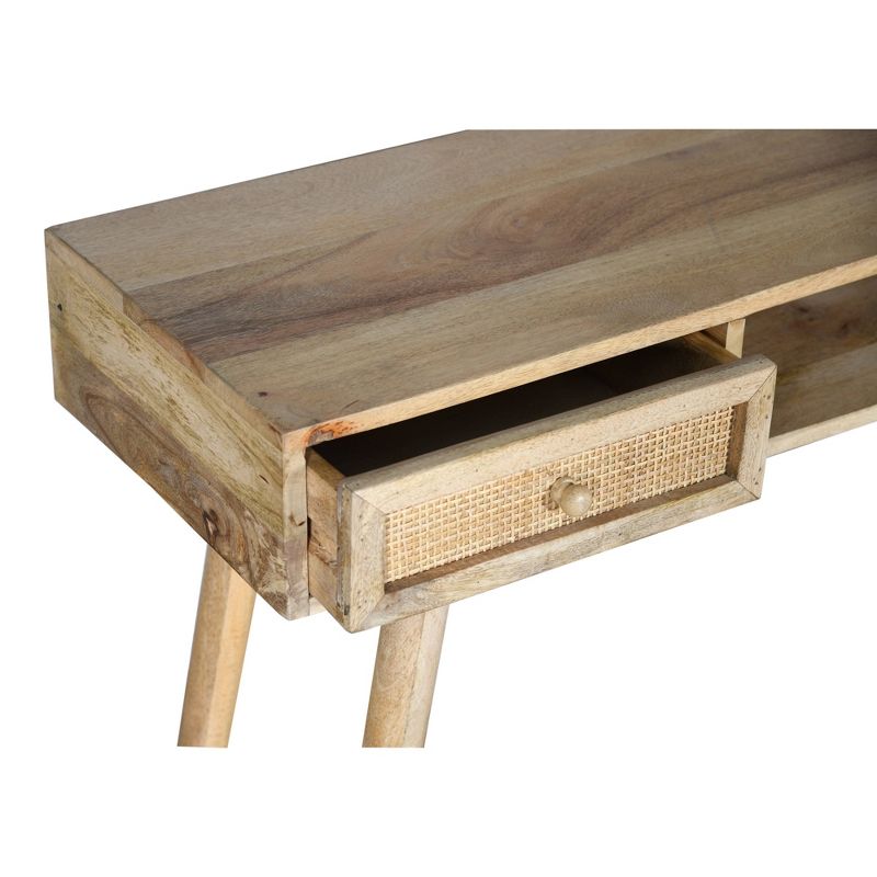 46" Farmhouse 2 Drawer Wooden Home Office Desk with Tapered Legs Brown - The Urban Port