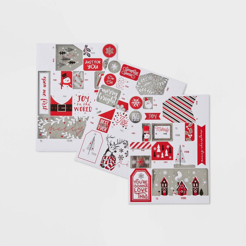90ct Peel & Stick Gift Tags Red/White/Silver - Wondershop™