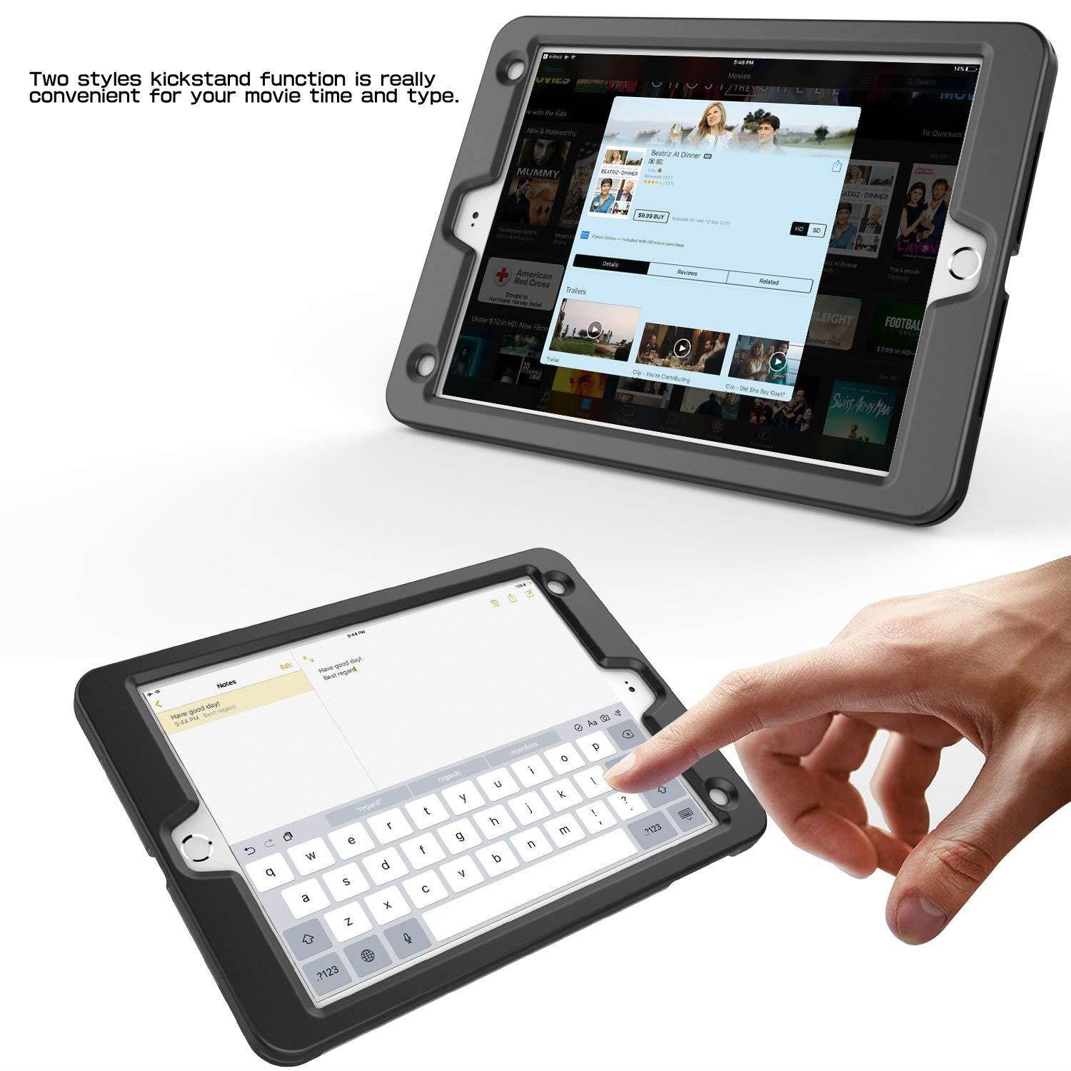 SKYLMW Case iPad 9.7 2018, SKYLMW [Heavy Duty] Three Layer Hybrid Shockproof Full-Body Protective Case Cover with Kickstand for iPad Air,iPad Air 2,iPad Pro 9.7,iPad 9.7 2017/2018 Release, Black