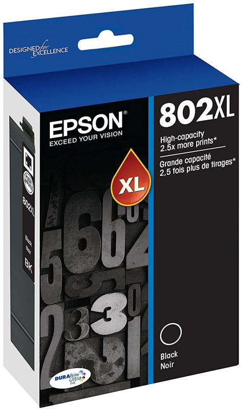 EPSON T802 DURABrite Ultra Ink High Capacity Black Cartridge (T802XL120-S) for select Epson WorkForce Pro Printers