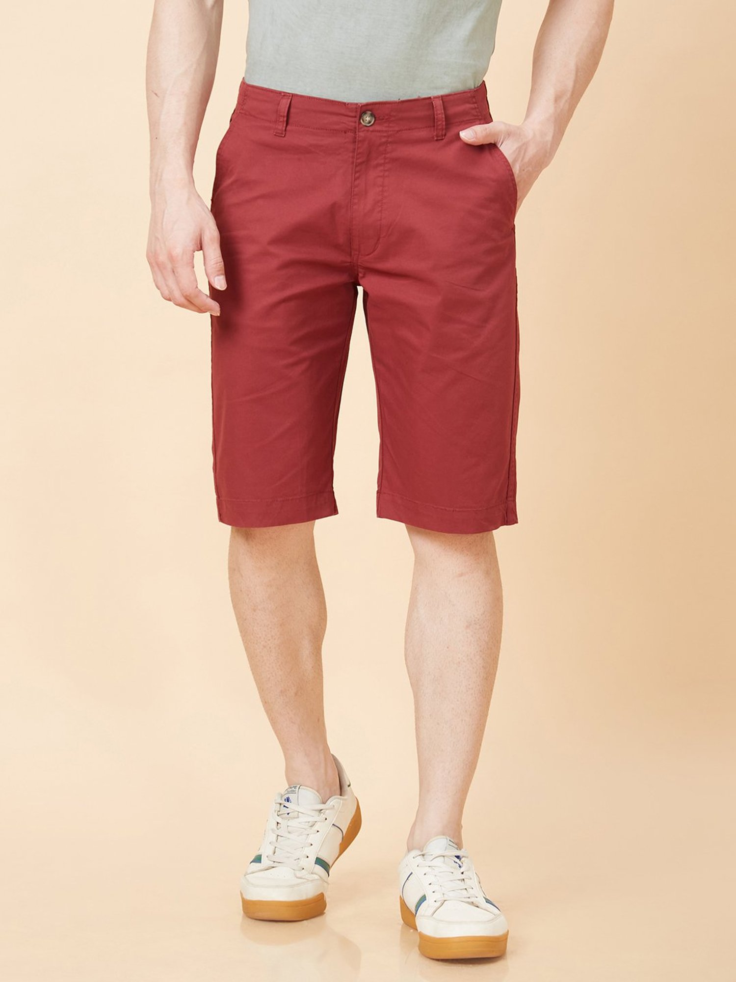 Globus Maroon Regular Fit Chino Shorts