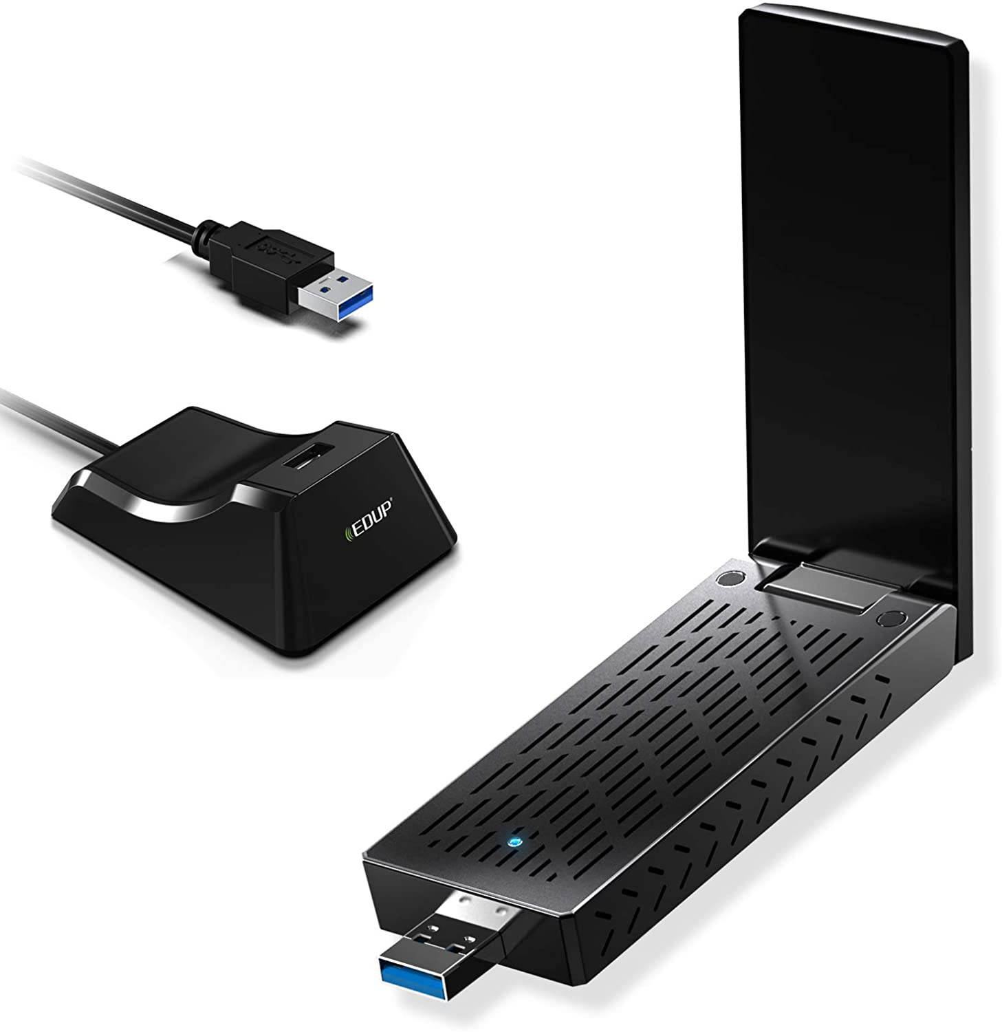 USB 3.0 Wifi Adapter, EDUP AC1900M + 39" Extender Cable & Base, Dual Band 2.4G/5.8G 6dBi Antenna Wireless WiFi Network Card Adapter for Desktop Laptop PC Support Windows 10/8/8.1/7/XP/Vista/Mac OS