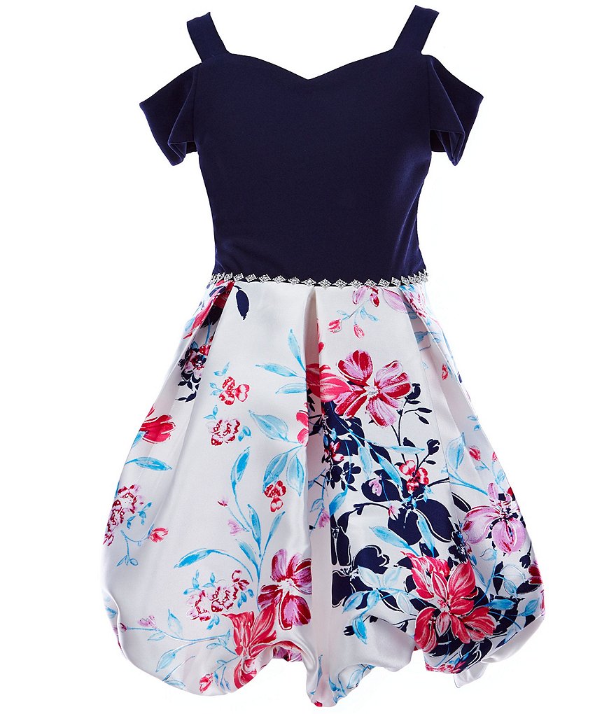 Poppies and Roses Big Girls 7-16 Flutter-Sleeve Double Hem Fit-And-Flare Dress